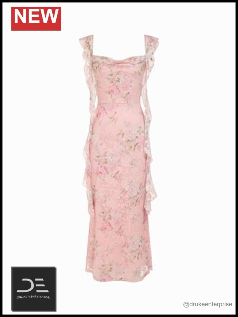 Sleeveless Mesh Ruffle Hem Maxi Dress Formal Wedding Guest